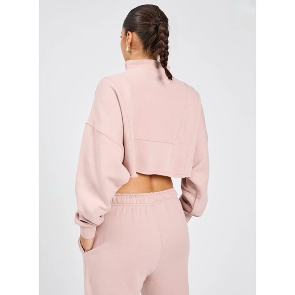 Buffbunny Berry Ice Pink Half-Zip Cropped Sweatshirt Hoodie Medium Athleisure - Picture 6 of 7